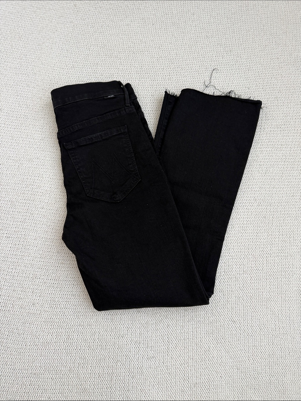 Mother The Insider Crop Step Fray Jeans Black Size 26